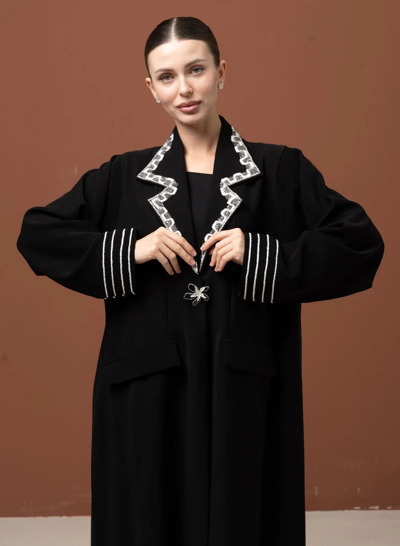 Meem by Mariyah Front open abaya with sheila